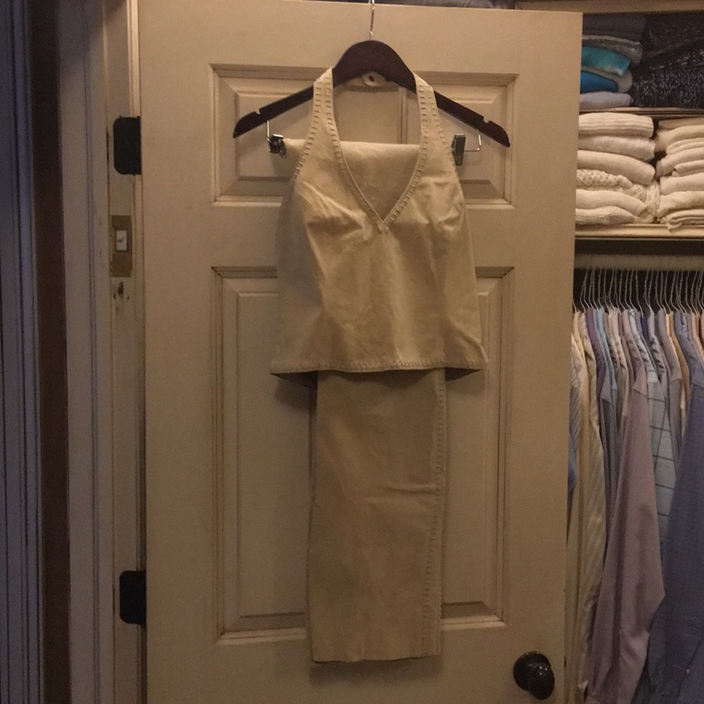 Venus Williams Wilson Leather Tan Pants 4 NWT